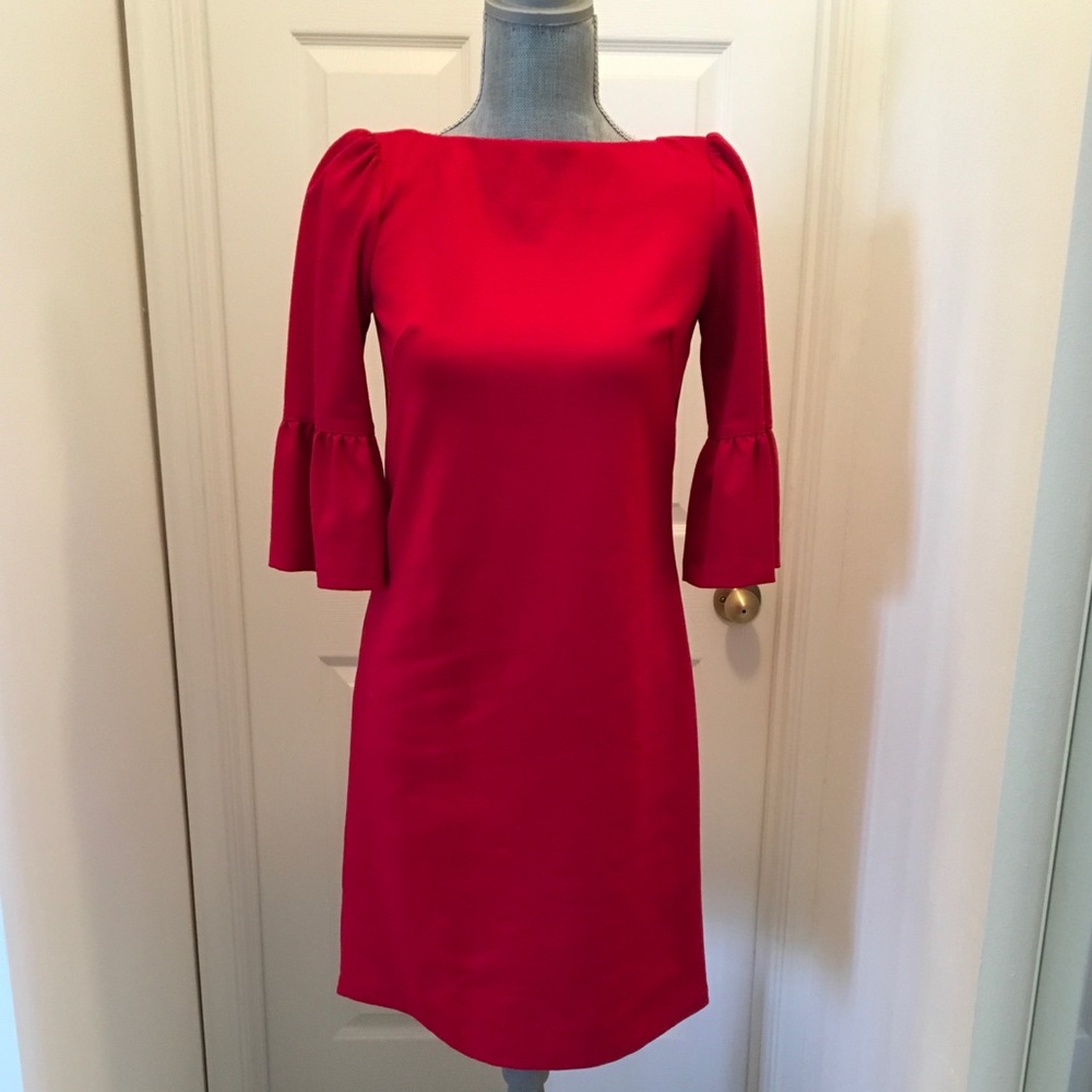 Donna Morgan Red Ruffle Sleeve Dress